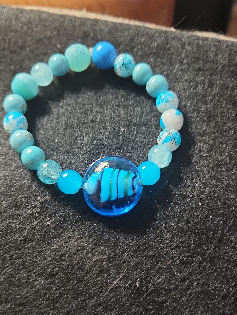 Hand Crafted Turquoise & Blue Beaded Bracelet
